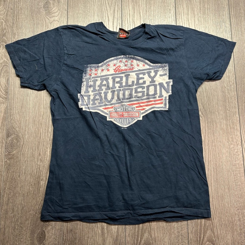 Harley-Davidson T-Shirt Womens Medium Navy Blue US 129 Dragon TN Graphic Tee y2k